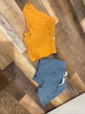 Set of 2 Kids Pull-On Shorts in Mustard and Slate Blue